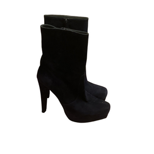 Stuart Weitzman Midnight Blue Heeled Suede Platform Stiletto Ankle Boots